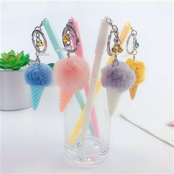 Gel Pen with Plush Ice Cream Cone Accent