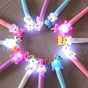 Light Up Novelty Pens with Character Tops
