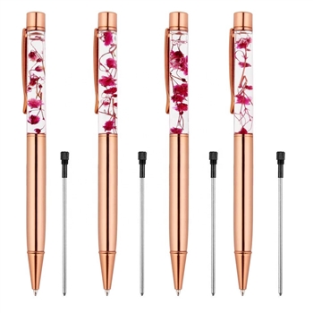 Rose Gold Ball Point Pen w/ Dynamic Floral Accent